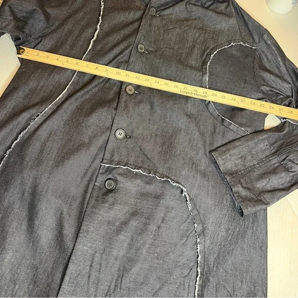 Moyuru Indigo Denim Collard Trench Coat 100% Cotton Japanese 213487 M One Size - Picture 11 of 16
